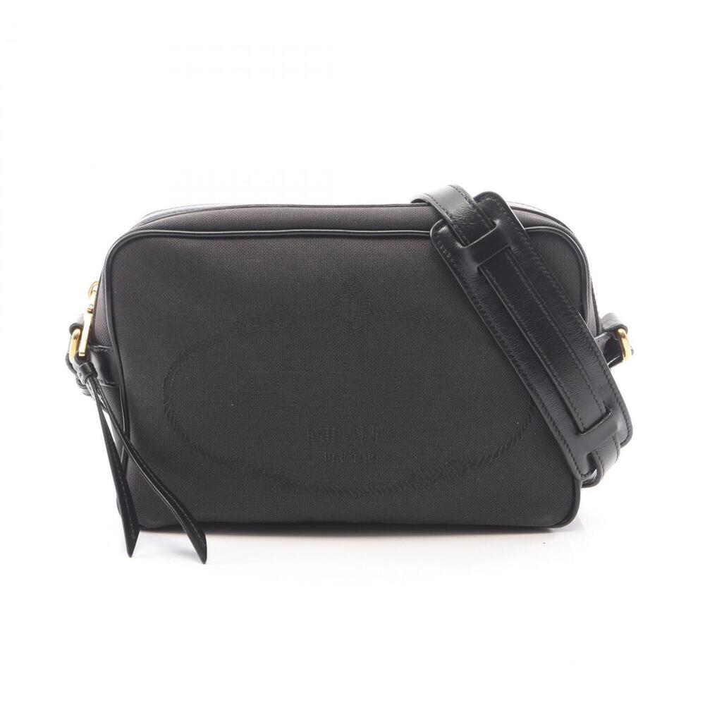 Prada LOGO JACQUARD Shoulder Bag/Handbag, Canvas/Leather, Women's, Black